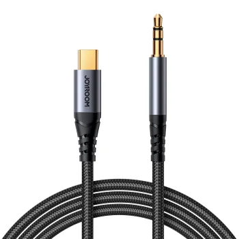 Audio kabelis Joyroom SY-A07 USB-C uz 3.5 mm AUX 1.2 m, melns
