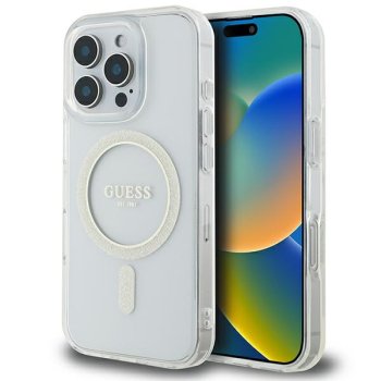 Guess iPhone 16 Pro Max Case IML Glitter Circle MagSafe, Transparent
