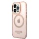 Guess iPhone 14 Pro Case Gold Outline MagSafe Rose Gold