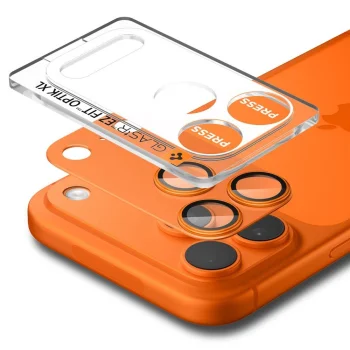 Spigen Optik Pro XL kameras aizsargstikls iPhone 17 Pro Max, oranžs