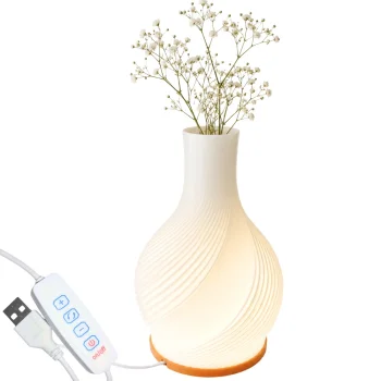 LED galda lampa un vāze 2-in-1, 3 gaismas krāsas, ecru