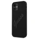 Guess iPhone 12 mini vāciņš Silicone Vintage Script, melns