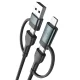 Кабель 3mk Hyper Cable N-SERIES 2 в 2 USB-A/C - USB-C/Lightning 1.2м 60W, черный