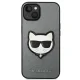 Karl Lagerfeld Choupette Head Patch vāciņš iPhone 14 Plus, sudraba