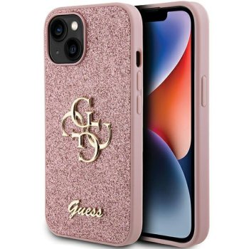 Apple iPhone 15 Plus 6.7'' Guess Glitter Script Big 4G Case Cover (GUHCP15MHG4SGP), Pink