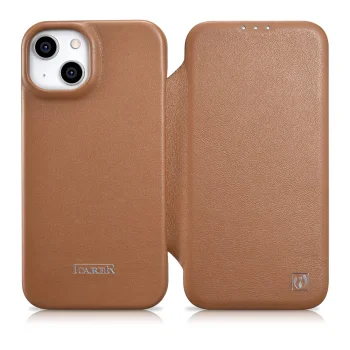 Чехол-книжка iCarer для iPhone 14 Plus, кожаный, MagSafe, коричневый (WMI14220715-BN)