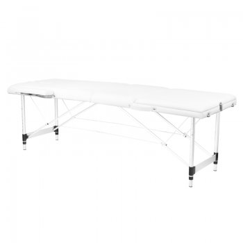 Saliekams masāžas galds, kušete ALUMINIUM COMFORT 3 sekcijas, balts| Foldable massage table 3 sections, white