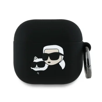 Чехол Karl Lagerfeld Silicone Karl&Chaupette Head 3D для AirPods 4 Черный