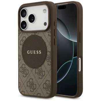 Guess iPhone 17 Pro vāciņš 4G Circle Classic Logo MagSafe, brūns