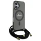 Guess iPhone 16 vāciņš Crossbody Cord Script MagSafe, melns