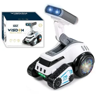 Interaktīvs dejojošs robots ar mūziku un gaismām
