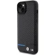 BMW iPhone 15 Plus чехол Leather Carbon, черный