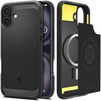 Spigen Rugged Armor MagSafe vāciņš Apple iPhone 16 - Melns