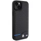 BMW iPhone 15 Plus чехол Leather Carbon, черный