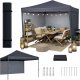 LUARO Garden Pavilion 3x3 m, 3 Walls, Black