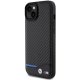BMW iPhone 15 Plus Case Leather Carbon, Black