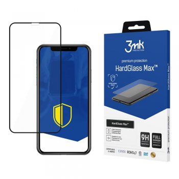 Apple iPhone 11 Black Aizsargstikls uz Visu Ekrānu | 3MK Hard Glass Max Tempered Fullscreen Protector
