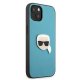 Karl Lagerfeld iPhone 13 mini vāciņš Leather Ikonik Karl\'s Head, zils