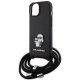 Karl Lagerfeld iPhone 15 Plus vāciņš Crossbody Saffiano Metal Pin, melns