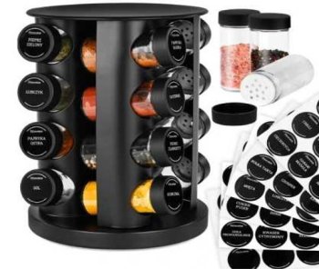 Вращающаяся подставка для специй с 12 стеклянными баночками,...