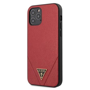 Guess iPhone 12 Pro Max vāciņš Saffiano Triangle Logo, sarkans