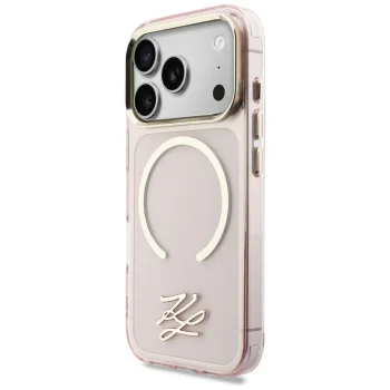 Karl Lagerfeld IML KL Script Logo MagSafe чехол для iPhone 17 Pro Max – розовый