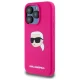 Karl Lagerfeld Silicone Karl Head Print MagSafe vāciņš iPhone 15 Pro, fuksijas