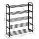 Modernhome XJ53K BLACK metāla apavu plaukts, 5 plaukti, 15 pāriem, melns