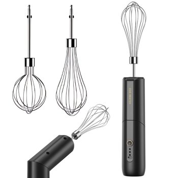 Cordless Hand Mixer Electric Whisk, USB Rechargeable Egg Beater for Baking, black