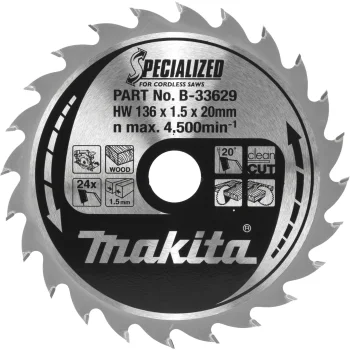Пильный диск Makita B-33629 SPECIALIZED по дереву 136x20 мм 24Z