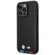 BMW iPhone 14 Pro vāciņš Leather Stamp Tricolor MagSafe, melns