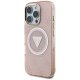 Guess IML Metal Glitter 4G Circle Triangle MagSafe vāciņš iPhone 16 Pro, Rozā