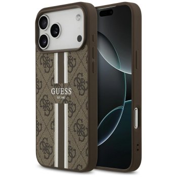 Guess 4G Printed Stripes MagSafe vāciņš ar MagSafe iPhone 17 Pro Max – brūns | Phone Case Cover