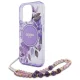 Guess IML Flowers Pearl Strap MagSafe Case for iPhone 16 Pro Max, Purple