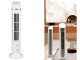 Compact Bladeless Tower Fan with LED Lamp, USB, White