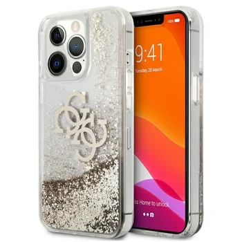 Чехол Guess 4G Big Liquid Glitter для iPhone 13 Pro Max - Золотистый
