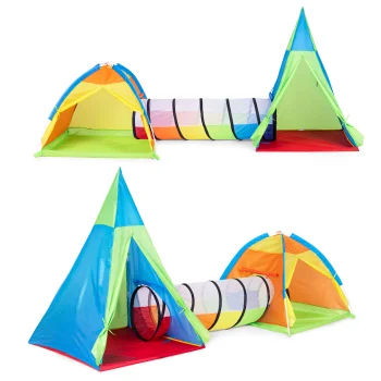 Bērnu spēļu telts komplekts 3-in-1 IPLAY vigvams, iglu un tunelis