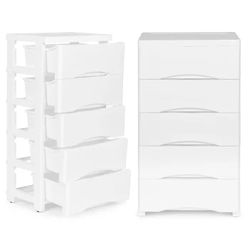 ModernHome 5-Drawer Storage Rack on Wheels, White
