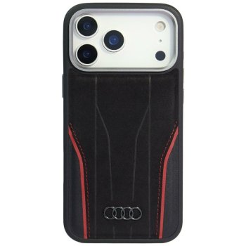 Audi R8 Genuine Leather MagSafe Phone Case Cover iPhone 17 Pro - Black and Red