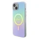Чехол Guess для iPhone 15 Plus IML Iridescent MagSafe, бирюзовый