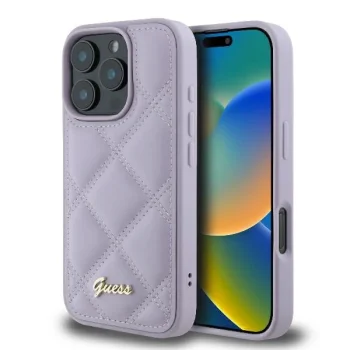 Guess stepēts metāla vāciņu ar logotipu iPhone 16 Pro Max - gaiši violets | Quilted Metal Logo Case for light...
