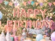 Happy Birthday folijas balonu virtene dzimšanas dienas svinībām, rozā