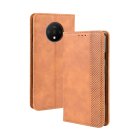 OnePlus 7T Vintage Style Magnetic Leather Wallet Protective Case Cover, Brown