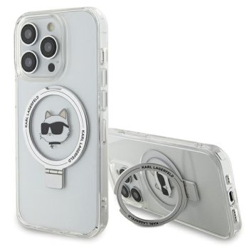 Apple iPhone 15 Pro Max 6.7" Karl Lagerfeld Ring Stand Choupette Head MagSafe Case Cover (KLHMP15XHMRSCHH), White |...