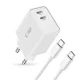 Сетевое зарядное устройство Tech-Protect C35W 2x USB-C PD 35W и кабель USB-C, белое