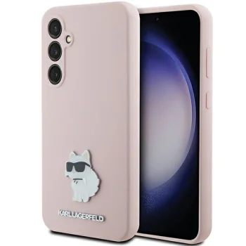 Чехол Karl Lagerfeld для Samsung Galaxy S23 FE Silicone Choupette Metal Pin, розовый