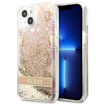 Guess Paisley Liquid Glitter Case for iPhone 13 mini Gold
