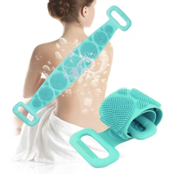 Divpusējs Silikona Sūklis Birste Masažieris Ķermenim un Kājām, Zaļš | Bath Sponge Shower Body Legs Massager...