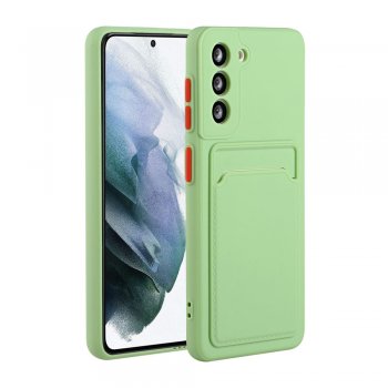 Samsung Galaxy S21 (SM-G990F) Soft TPU Phone Case Cover with Card Slot, Light Green | Telefona Vāciņš Maciņš...