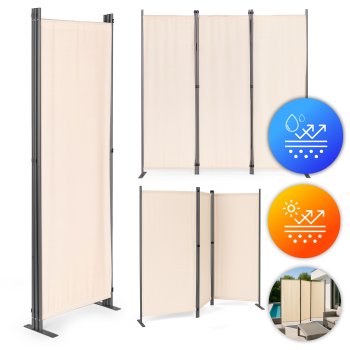 Folding Outdoor Privacy Screen 3 Panel 5.4 x 5.5 ft, Beige MultiGarden